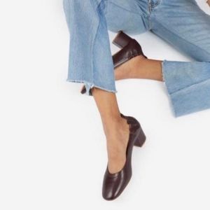 Everlane Italian Leather The Day Heel Size 7.5 Plum Purple Block Heel Round Toe